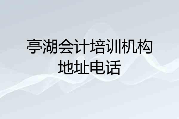 亭湖会计培训机构地址电话