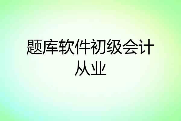 题库软件初级会计从业