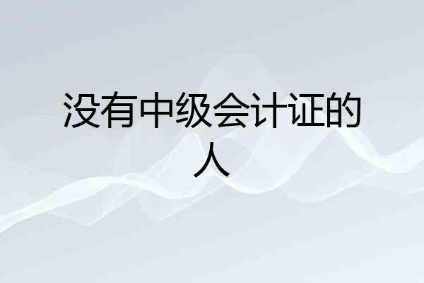 没有中级会计证的人