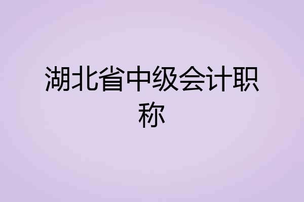 湖北省中级会计职称
