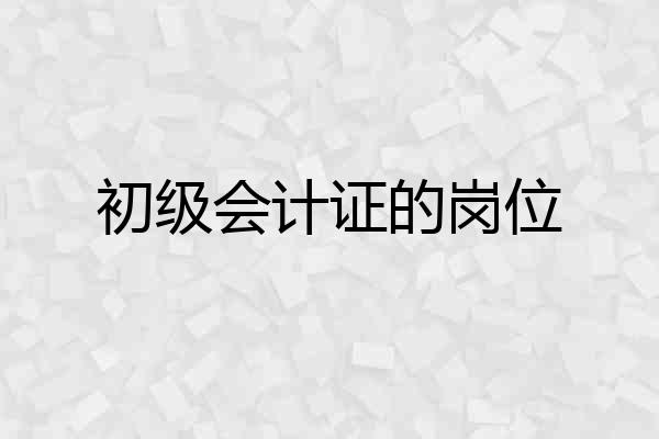 初级会计证的岗位