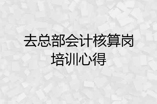 去总部会计核算岗培训心得