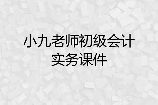 小九老师初级会计实务课件