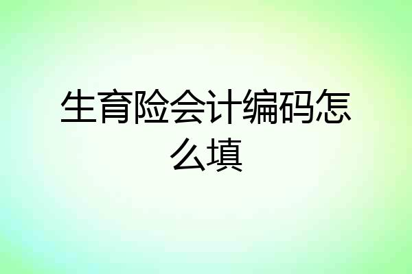 生育险会计编码怎么填