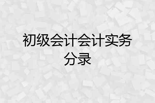 初级会计会计实务分录