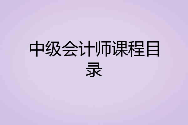 中级会计师课程目录