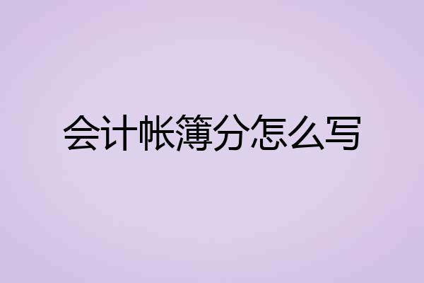 会计帐簿分怎么写