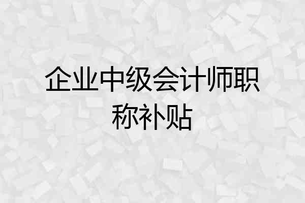 企业中级会计师职称补贴
