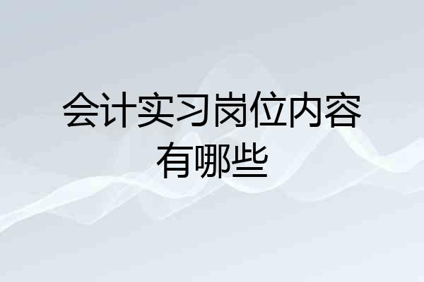 会计实习岗位内容有哪些