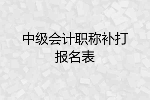 中级会计职称补打报名表