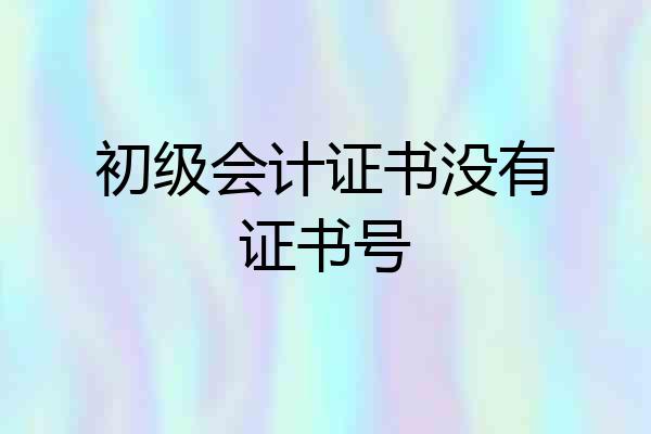 初级会计证书没有证书号