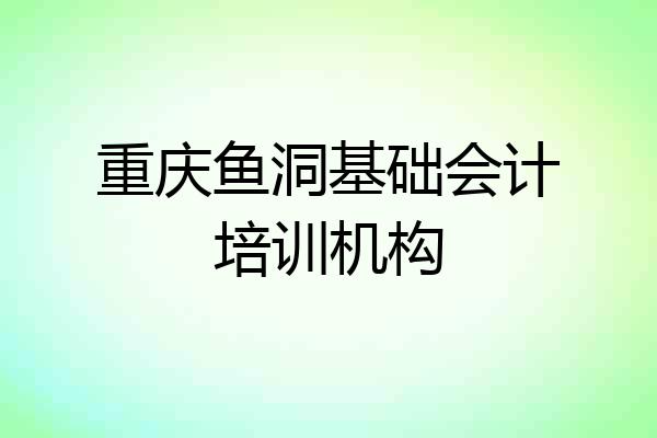 重庆鱼洞基础会计培训机构
