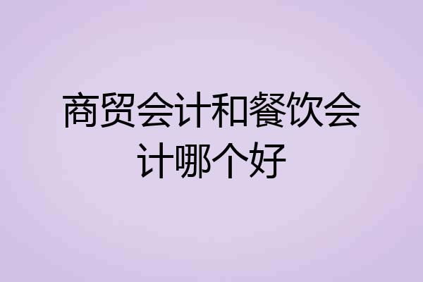 商贸会计和餐饮会计哪个好