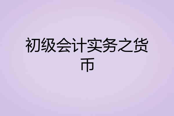 初级会计实务之货币