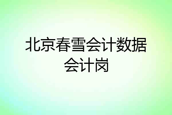 北京春雪会计数据会计岗