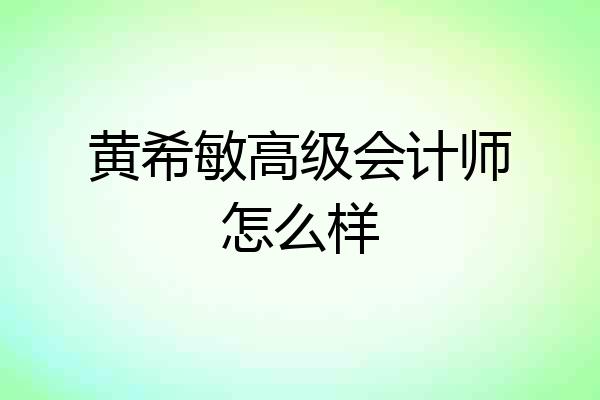 黄希敏高级会计师怎么样