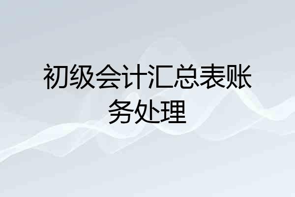 初级会计汇总表账务处理