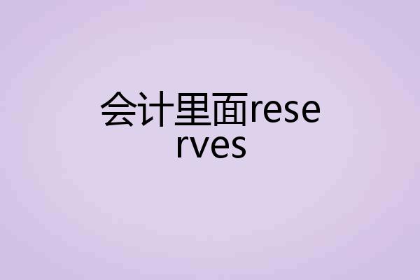 会计里面reserves