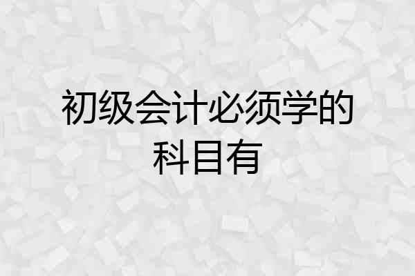 初级会计必须学的科目有