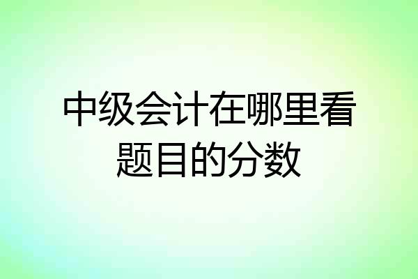 中级会计在哪里看题目的分数