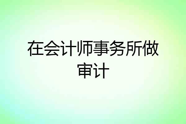 在会计师事务所做审计