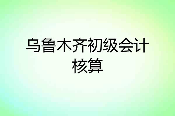 乌鲁木齐初级会计核算