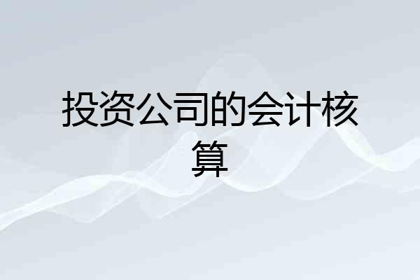 投资公司的会计核算