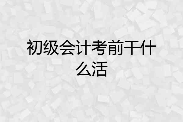 初级会计考前干什么活