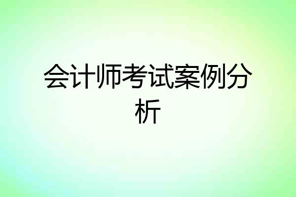 会计师考试案例分析