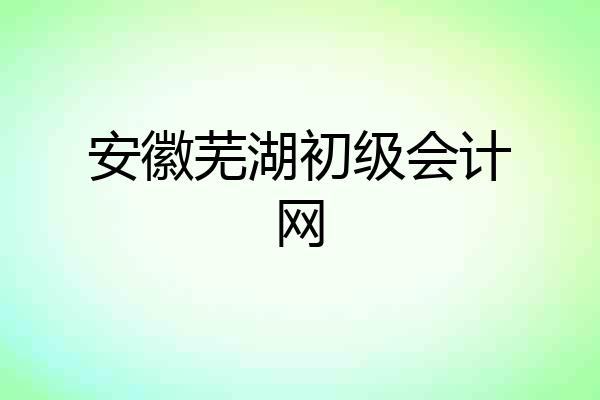 安徽芜湖初级会计网