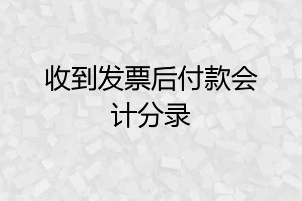 收到发票后付款会计分录