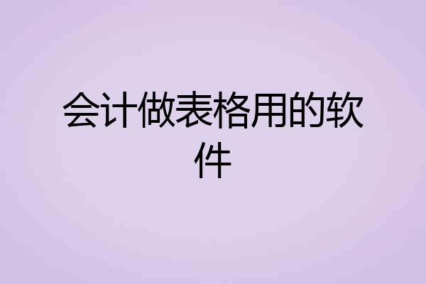 会计做表格用的软件