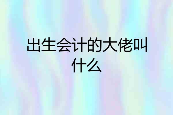 出生会计的大佬叫什么