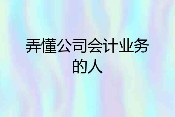 弄懂公司会计业务的人