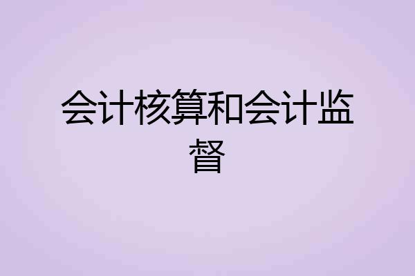 会计核算和会计监督