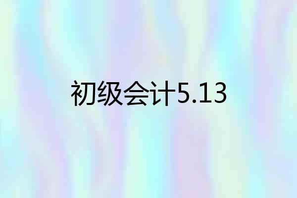 初级会计5.13