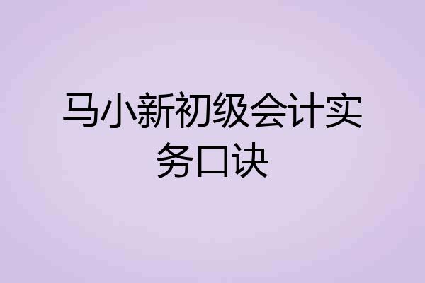马小新初级会计实务口诀