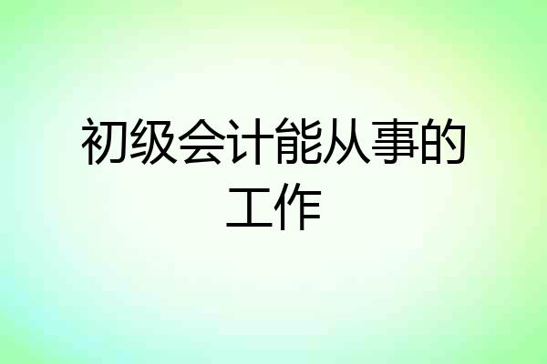 初级会计能从事的工作