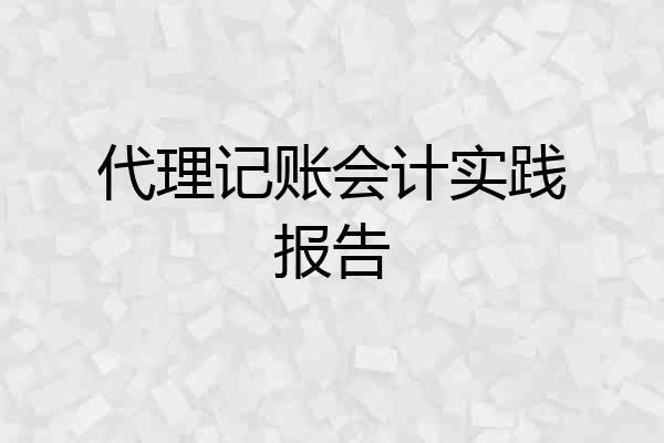 代理记账会计实践报告
