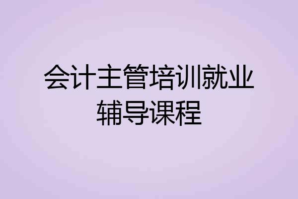 会计主管培训就业辅导课程