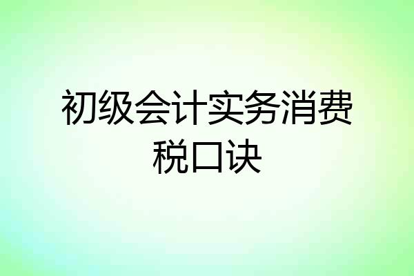 初级会计实务消费税口诀