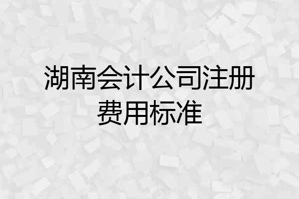 湖南会计公司注册费用标准