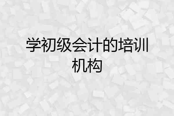 学初级会计的培训机构