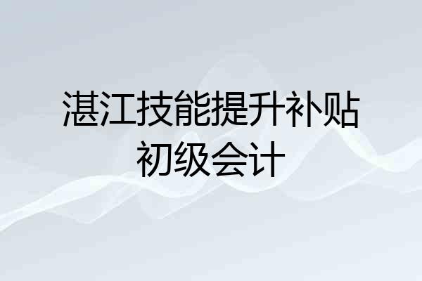 湛江技能提升补贴初级会计