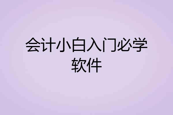 会计小白入门必学软件