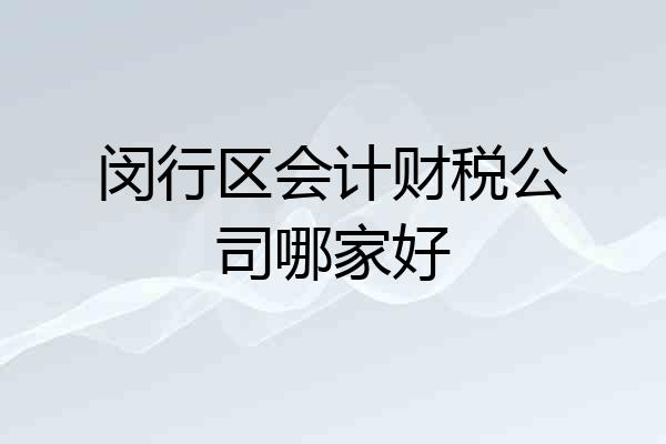 闵行区会计财税公司哪家好