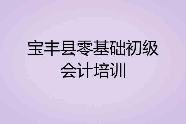 宝丰县零基础初级会计培训