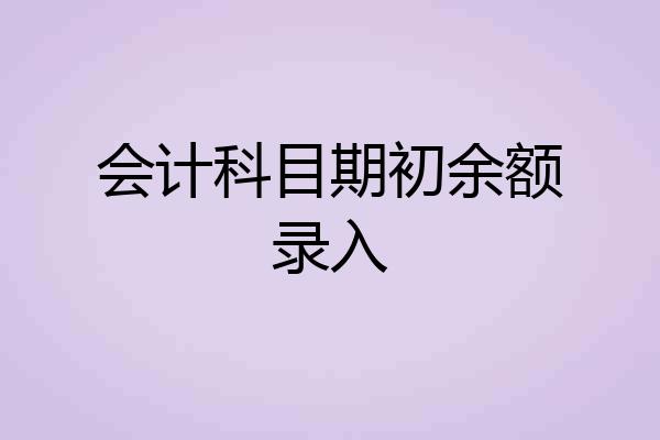会计科目期初余额录入