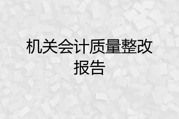 机关会计质量整改报告