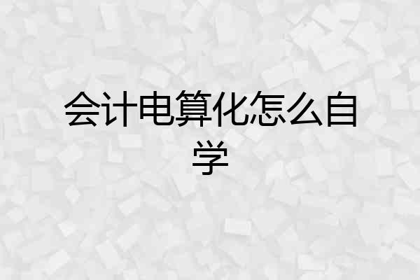 会计电算化怎么自学